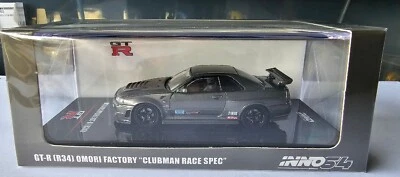 INNO64 NISSAN SKYLINE GTR R34 OMORI FACTORY CLUBMAN RACE SPEC MINT 1:64 SCALE