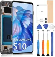 Screen Replacement for Samsung Galaxy S10 G973 - LCD Display for Samsung S10 SM-G973U G973FD Touch Screen for Galaxy S10 LCD Digitizer Assembly Replacement with Frame (Without Fingerprint Function)
