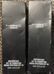 2 Mac Studio Waterweight SPF30 Foundation NC15 - Full Size 30mL / 1.0 Oz. New