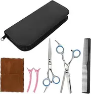 OSOLADY 7pcs Set Hairdressing Tools Set for Beginners Ergonomic Scissors Comb Clips Durable Storage Box for Men Women Salon Use Color