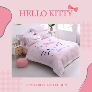 Hello Kitty-萊賽爾天絲-床包被套組- 浪漫約定-正版授權-台灣製