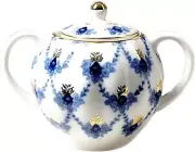Authentic Lomonosov Porcelain Stamped Evening Time Sugar Bowl Dishware 4 Inch