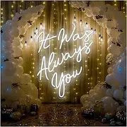 Hanging Art Neon Signs It Was Always You LED Neon Signs Wedding Decor Light USB Powered For Wall Mountable Lamp Home Party Sign Illuminated 31cmx40cm