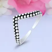 6.5mm V Shaped Band 925 Sterling Silver Toe Ring Thin Adjustable Toe Ring