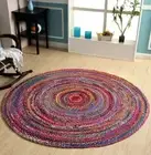 Rug Round Cotton Chindi Hand Braided Circle Area Rug Living Room Rug, Indian Rug