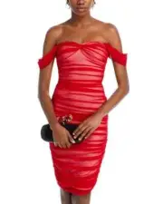 Norma Kamali Walter Mesh Dress Women's M/38 Tiger Red/Snow White Pullover Style