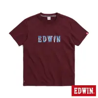在飛比找Yahoo奇摩購物中心優惠-EDWIN 羽毛紋牛仔貼布LOGO短袖T恤-男-朱紅色