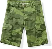 [OCHENTA] Boys Casual Cargo Shorts Kids Multi Pockets Military Army Camo Shorts, Camo Green, 11-12 Years