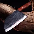 Cleaver Knife Kitchen Chef Slicing Meat Chop Bone Forged High Carbon Steel Wood