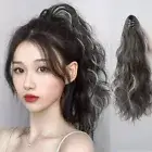 Clip On Ponytail Gray Highlights Ponytail Hair Accessories Long Wavy Ponytail