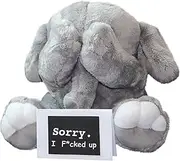 Baby Shy Elephant - Adorable Super Soft Stuffed Animal Plush Toy - Unique Apology Toy for Kids and Adults - Gray