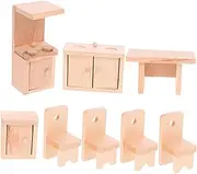 ibasenice 1 Set Micro Restaurant Model Mini Things Miniature Dolls House Furniture Scene Home Decor Portable Kitchen Mini Room Ornaments for Building Desk Decor Wood