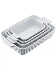 Ceramic Baking Dish 4 Pieces Rectangular Bakeware Set Deep for Baking