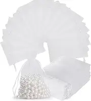 50pcs Organza Bags，GeeRic 4''X 6'' Drawstring Organza Bag Translucency Organza Jewelry Pouches Wedding Party Favor Drawstring Pouches Gift Bags for Baby Shower Candy Bags Shop Samples Celebrations