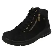 LADIES RIEKER TEX LEATHER WARM FLEECE LINED CASUAL ZIP ANKLE BOOTS L7701 SIZE