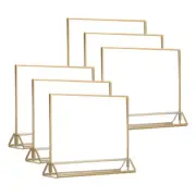 5x7 Inch Clear Acrylic Sign Holder, 6 Packs Table Menu Stands Gold Borders