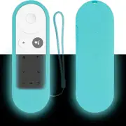 Protective Silicone Remote Case for Chromecast with Google TV 2020 Voice Remote Control, Skin-Friendly Protective Cover for 2020 Chromecast Voice Remote, Cover with Loop-Glow in Dark Blue