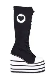 [Y.R.U.] Detention Bondage Platform Boots - Black/White