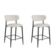 Raimon Furniture Set Of 2 Gio Modern Boucle Fabric Kitchen Counter Bar Stool 66cm - Off White