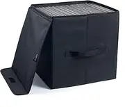 UENTIP Vinyl Record Storage Box for 12-inch Records,Pack of 1-13.7x 12.9x 12.9 Inch LP record storage - Crate Holds up to 90 records- Black