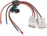 2PCS Fused Anderson Plug Connector Lead 50amp Plug to 8mm Lugs, 10 B&S 60 amp Cable Lead 250 mm