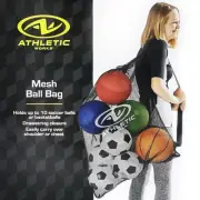 Mesh ball bag, Athletic Works, black, holds up to 10 balls, drawstring closure
