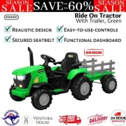 Mazam Kids Ride On Tractor Toy with Trailer Toddler XL Car Electric Remote Green