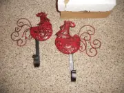 Avon Rooster Hooks Chicken Hen Black Set 2 Coat Towel Hooks Country