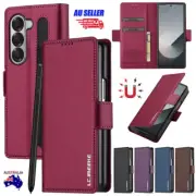 For Samsung Galaxy Z Fold 6 5 4 3 Magnetic Case Wallet Leather Cover w/ Pen Slot
