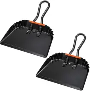 TOPZEA 2 Pack Black Metal Dustpan, 12 Inch Heavy Duty Steel Dust Pan