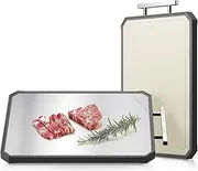 Yukaione Double-Sided Cutting Board – Titanium Steel & Wheat Straw PP – Non-Slip, Hygienic, Juice Groove – Dishwasher Safe – BPA Free Kitchen Chopping Board for Meat, Veggies & Fruit (Out)