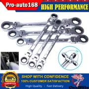 6 Pcs Long Ratcheting Wrenches Spanner Set End Flex-Head Metric w/ Carrying Bag