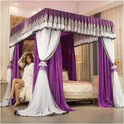 Bed Canopy Mosquito Net for Double Bed, Purple Romantic Luxury Bed Canopy, 360° Wrapped Bed Curtain Mosquito Net (Size : 180x220x210cm)