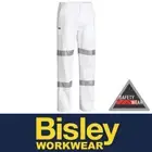Bisley Night Visibility 3M Taped Cotton Drill White Work Pant BP6808T