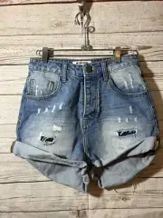 ONE X ONE TEASPOON shorts High waisted bandits 26 denim teen womens Cut Off