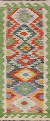 Tribal Nomadic-inspired Reversible Kilim Kelim Rug Runner for Hallway 2x7