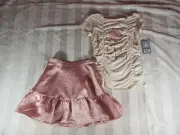 Girls Disney Princess Belle 2pc Top Skirt Set Disney Store Size 5/6 Sparkle Rose