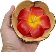 BestySuperStore 4” Red Frangipani Flower Shaped Rose Scent Candle in Coconut Shell - 1 Wick 2 oz Decorative Bowls Candles for Anniversary Engagement Wedding Birthday Valentine Christmas Gifts