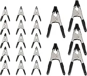 Amazon Basics 20-Piece Steel Spring Clamp Set, 15 Pack of 1.9-cm, 5 Pack of 2.54-cm, Black/Silver