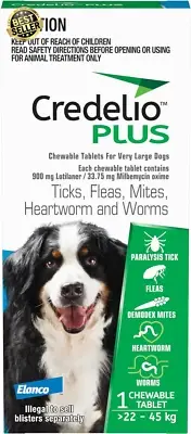 Dog Flea Tick Treatment Chewable Tablet for 22-45 Kg, Parasite Protection