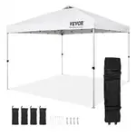 VEVOR Pop Up Canopy Tent, 10 x 10 ft, 250 D PU Silver Coated Tarp, with Portable Roller Bag and 4 Sandbags, Waterproof and Sun Shelter Gazebo for Outd