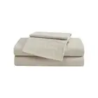 EB Peached Percale 4 Piece Oyster Grey Cotton Full Sheet Set