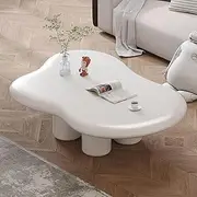 Cloud Coffee Table with 3 Short Legs, Modern Tea Table, Free Shape Coffee Table, Irregular Indoor End Table, Home Decor, for Living Room Bedroom Home Office(White,100x69x30cm)