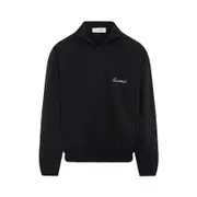 [Fear Of God Essentials] Fear Of God Essentials-Jet Black Sporty Nylon Half Zip Sweatshirt-Uomo S STAND