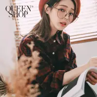 在飛比找蝦皮商城優惠-Ｑｕｅｅｎ Ｓｈｏｐ【01023251】復古雙口袋格紋磨毛襯