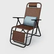MegLob Rattan Foldable Nap Chair, Foldable Summer Garden Terrace Cool Lounge Chair, Portable Widened Leisure Chair for The Elderly, Garden Sunbathing Simple Small Bed- with Comfortable Headrest,D