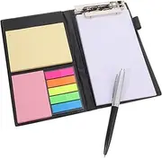KOMBIUDA Notebook Set with Arrow Flag Colored Labels Rectangular Notes and Pen Holder for Office and Teacher Organization Portable PU Note Taker with Sticky Tabs