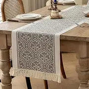 IUOUTG Nordic Style Dining Tablecloth, Waterproof Floral Coffee Table Runner with Elegant Tassels for Kitchen Table Decoration