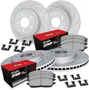 R1 Concepts Front Rear Brakes and Rotors Kit |Front Rear Brake Pads| Brake Rotors and Pads| Optimum OEp Brake Pads and Rotors |Hardware Kit WBUH2-03055