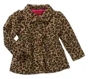 NEW Infant Toddler Animal Print Brown Leopard Fleece Peacoat Jacket 24M 4T